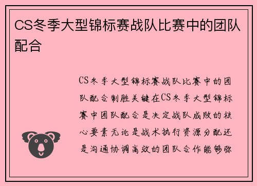 CS冬季大型锦标赛战队比赛中的团队配合